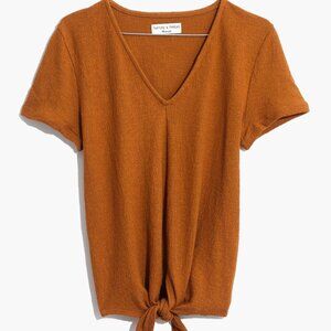 Madewell Texture & Thread V-Neck Modern Tie-Front Top